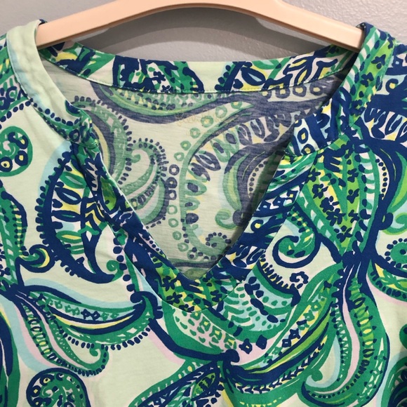 Lilly Pulitzer Blue/Green Paisley Print Tunic Dress Size Small - Picture 2 of 8